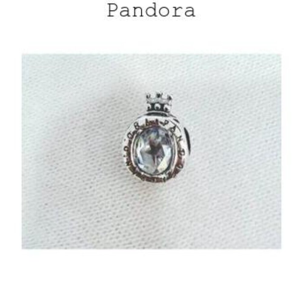 Pandora Sterling Silver Clear Sparkling Crown O Charm For Bracelet S925ALE Silve - Picture 4 of 5